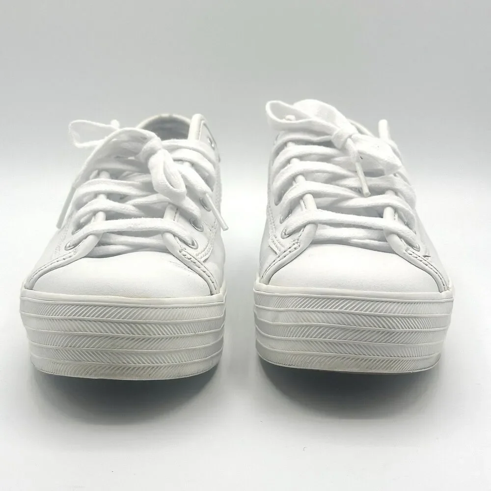 Keds Triple Kick Platform Sneakers White Leather Women’s Size 8 M Shoes  WH57310